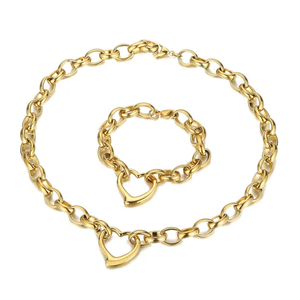 Stylish Hollow Heart Design Stainless Steel Jewelry Set Accessory Collection