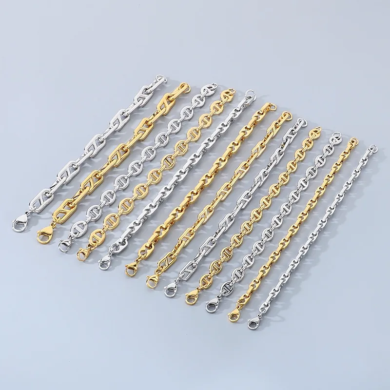 Minimalist Ins Style Stainless Steel Multi Style Pig Nose Chain Unisex Bracelet