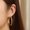 Trendy Earrings Bold Exaggerated Geometric Round Hollow Rhinestone-Embedded Stainless Steel Hoop Earrings