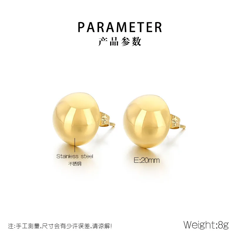 Classic and Fashionable Stainless Steel Multi Size Geometric Hollow Smooth Semi Spherical Earrings