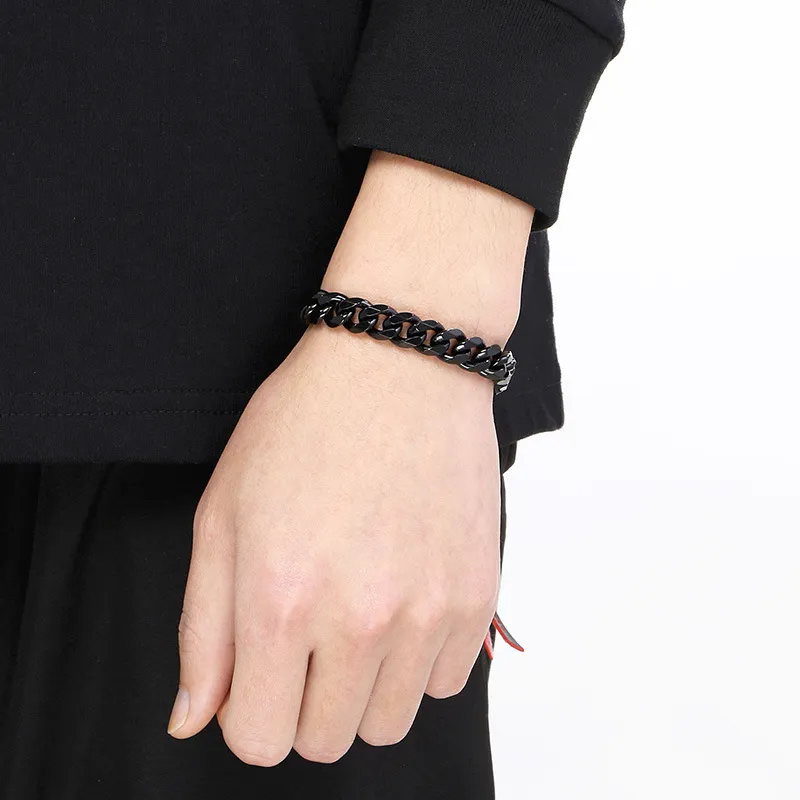 Six-Sided Milled Cuban Bracelet Necklace Fashion Stainless Steel Chain Jewelry