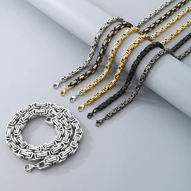 Manufacturers Wholesale New Stainless Steel Necklace Square Pearl Fashion Chains Necklaces