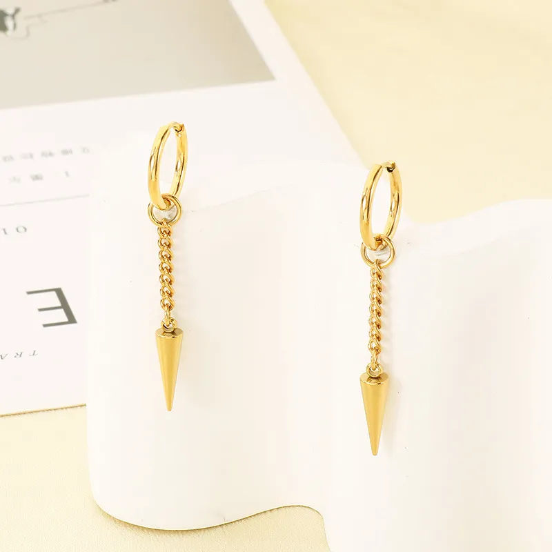 Kalen New Neutral Stainless Steel Chain Cone Pendant Earrings Jewelry Wholesale