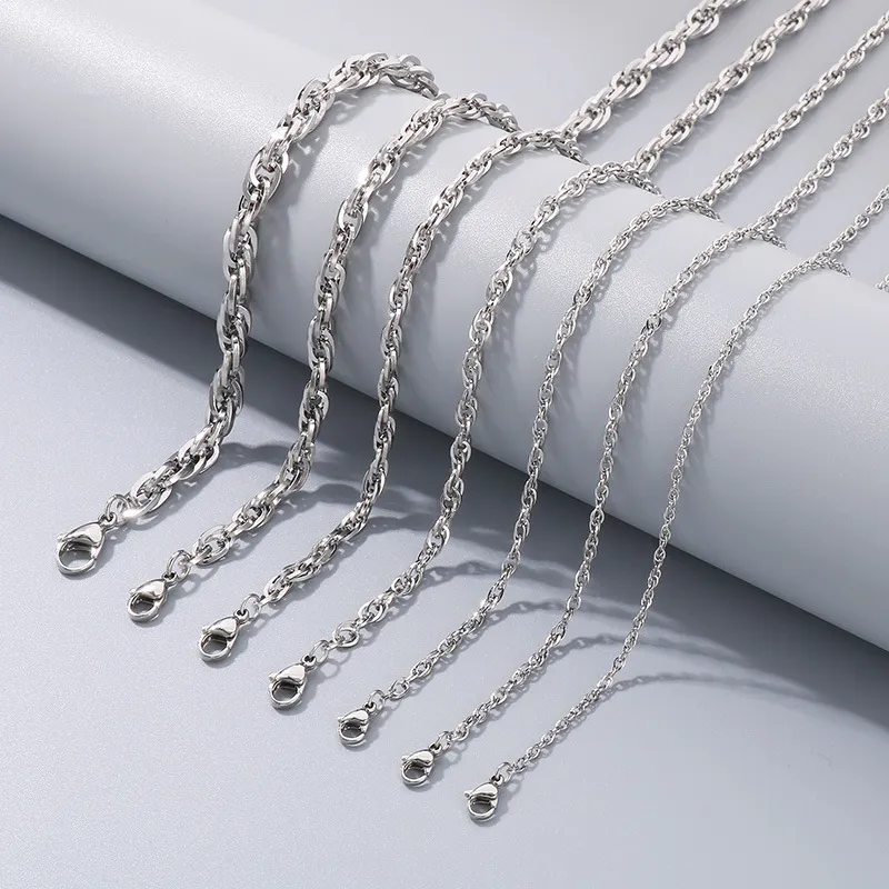 Minimalist Style Neutral Stainless Steel Multi Size Encrypted Hand Woven Chain Necklace&Bracelet