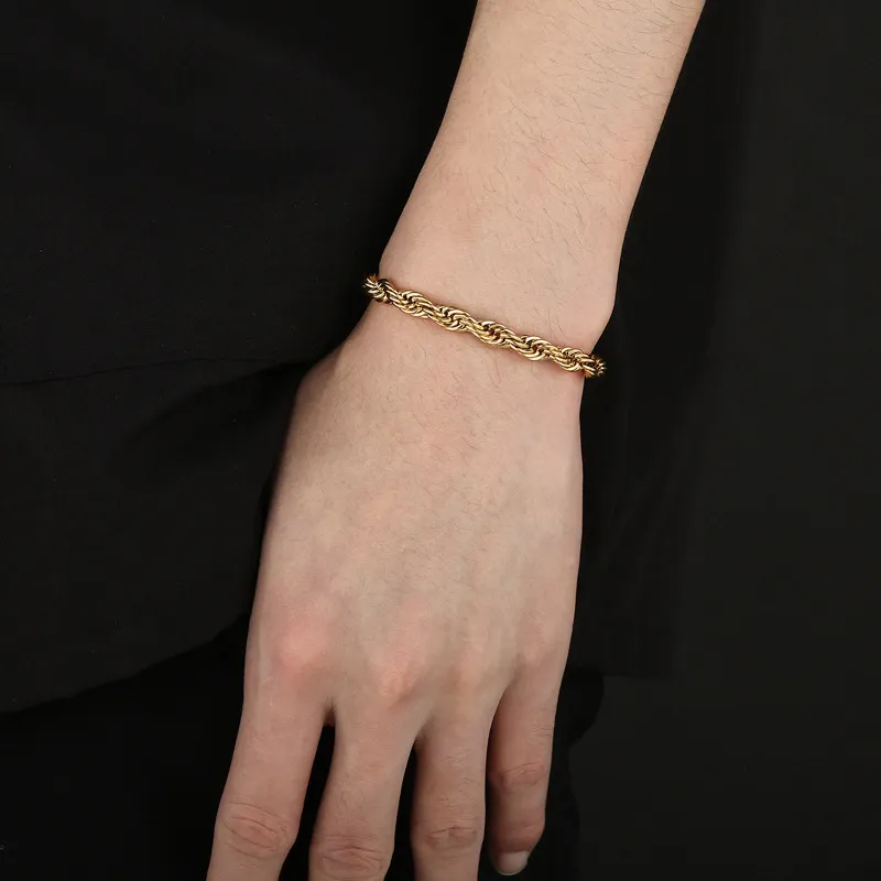 Steel Jewelry 18K Gold Dual Color Men's Women's Universal Stainless Steel Bracelet