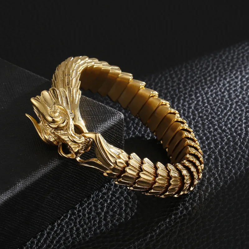 Zodiac Dragon Bracelet, Dragon Scale Pattern, Bold Style, Men's Bracelet, Vintage Stainless Steel Dragon Bone Jewelry, Factory Direct Sales