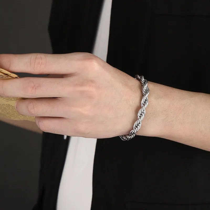 Multi Specification Stainless Steel Jewelry Fried Dough Twists Chain Bracelet
