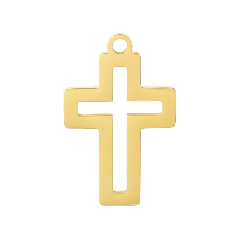 Stainless Steel Hollow Cross Pendant, Personalized Trendy Necklace, DIY Jewelry Accessories