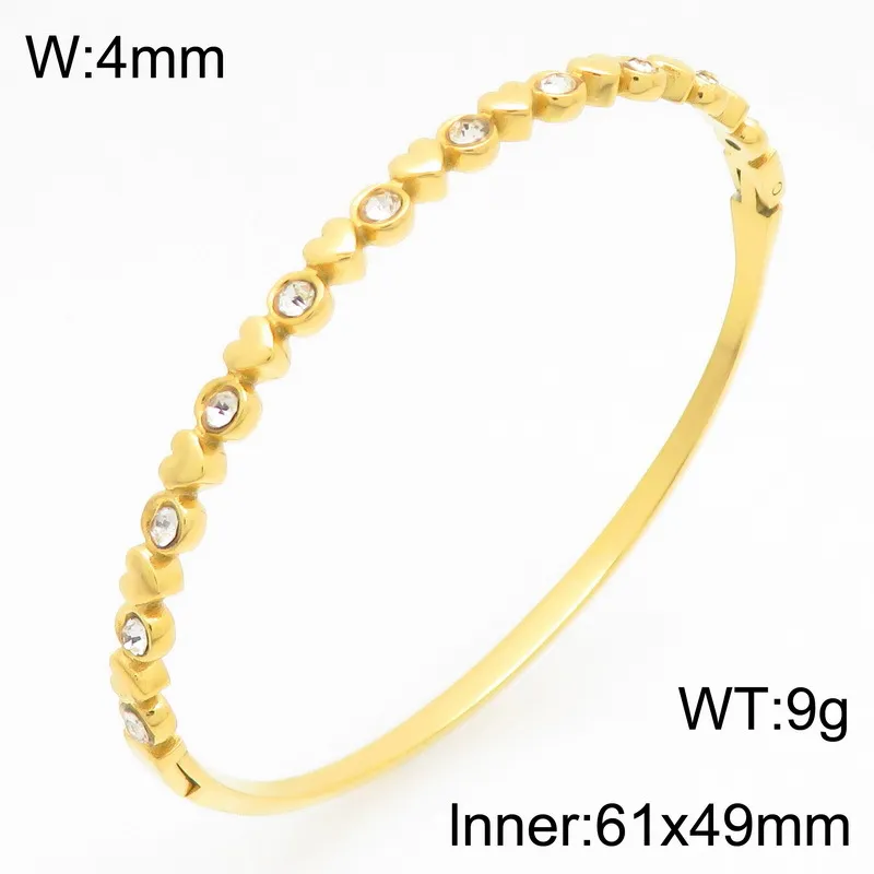 Stylish and Elegant Starry Heart-Shaped Stainless Steel Bangle Jewelry