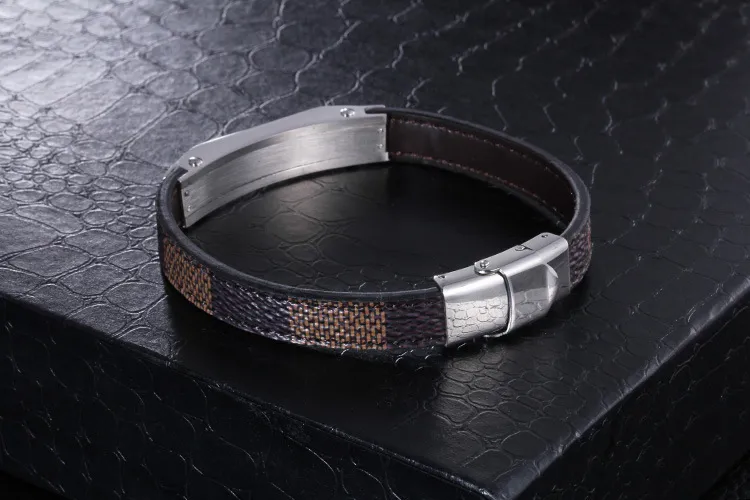 Simple Retro Stainless Steel Geometric Steel Wire Mesh Woven Leather Men's Bracelet Jewelry