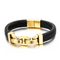 Trendy Men's Jewelry Stainless Steel Geometric Chain Splicing Woven Cowhide Leather Bracelet
