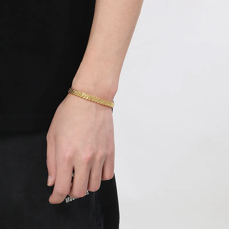 Stainless Steel C-Shaped Open Bangle Fashion Jewelry