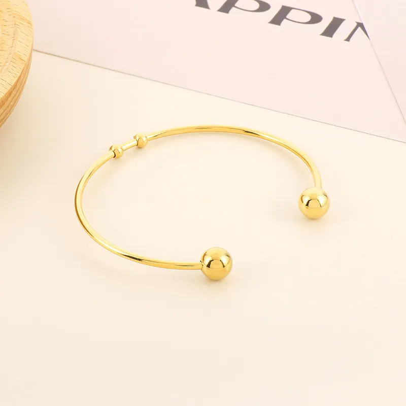Stainless Steel Open Bangle with Fashionable and Trendy Ins Style Electroplating 18K Gold