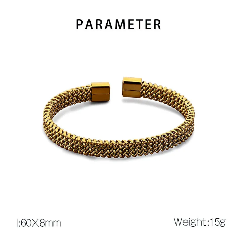 European and American Fashion Personality Stainless Steel Braided C-Shaped Open Temperament Bangle