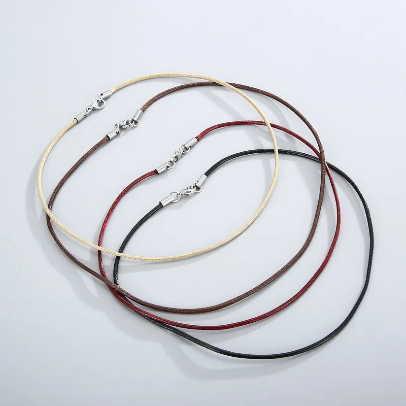 Minimalist Men's and Women's Stainless Steel Buckle Wax Rope Necklace 45cm Jewelry