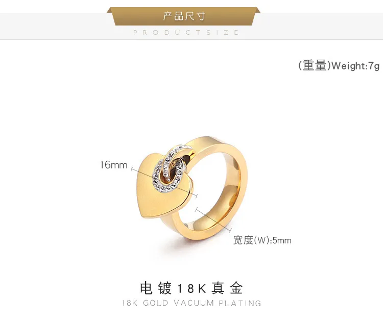 New Fashionable Personalized Stainless Steel Creative Diamond Heart Ring