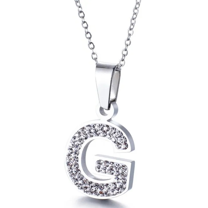 Sparkling Diamond Women's Necklace Featuring 26 English Letter Pendants