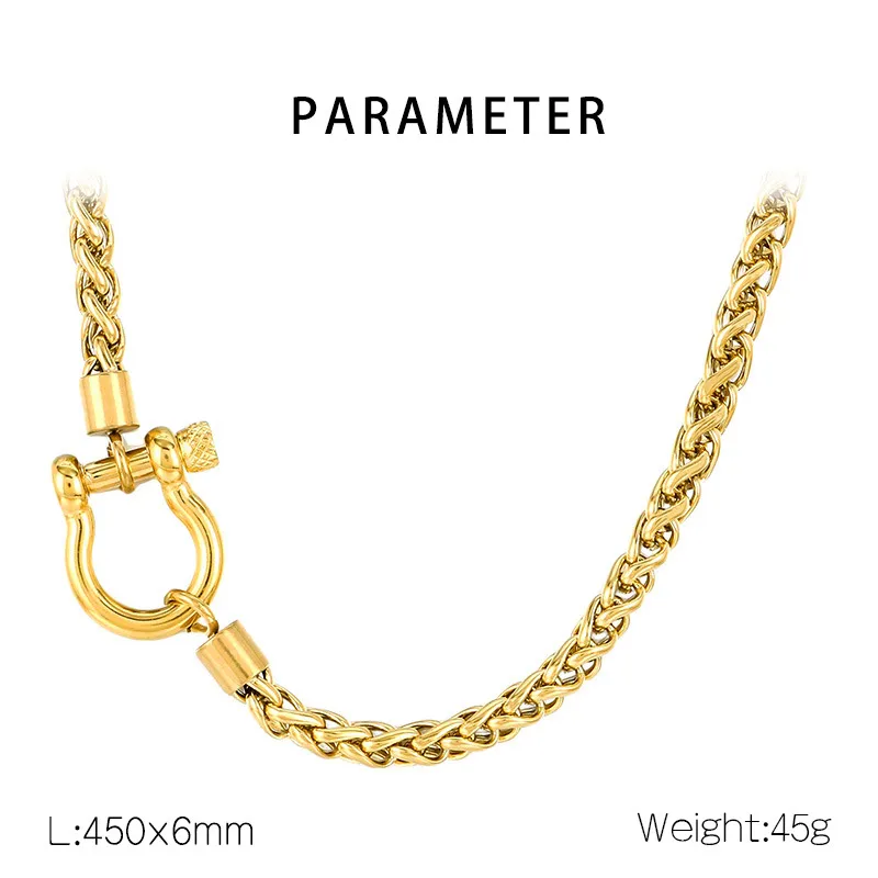 Unisex Horseshoe Buckle Necklace and Bracelet Set in Stainless Steel