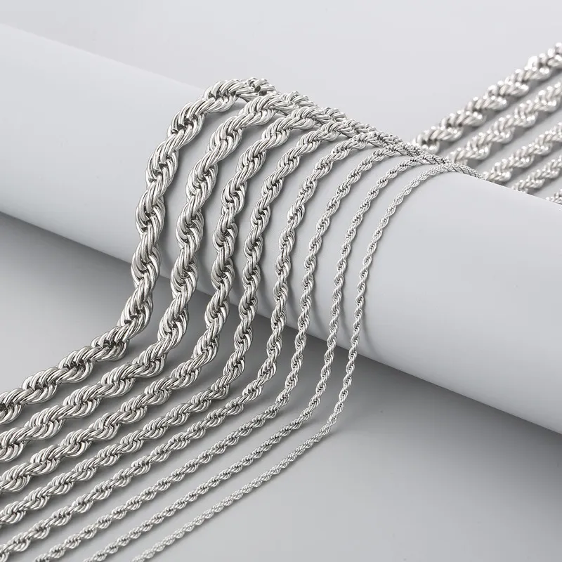 Rock and Hip-Hop Style Unisex Stainless Steel Twisted Chain Necklace