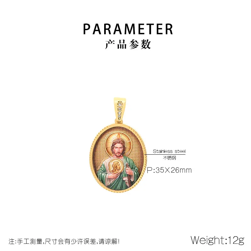 Kalen's New Fashionable Stainless Steel Oval Retro Portrait Men's Pendant Jewelry Wholesale