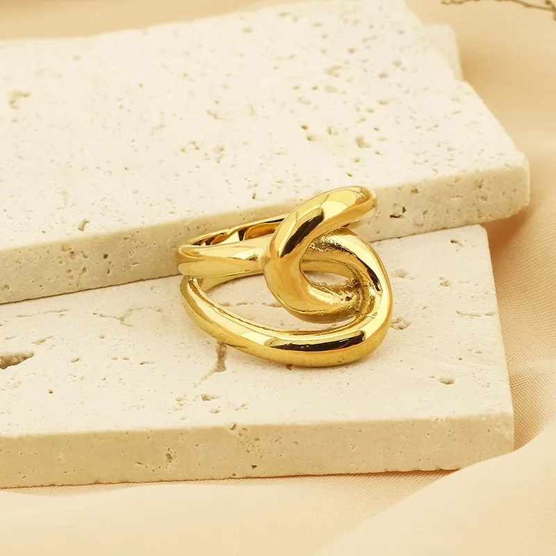 Personality Line Exaggerated Ring Knot Twist Bamboo Joint Stainless Steel Snake-Shaped Ring