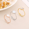 Fashion 18K Gold-Plated Stainless Steel Open Heart Ring Minimalist Adjustable White Shell Rings