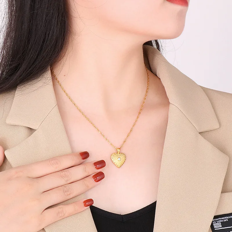 Irregular Pattern Square Necklace with Stars, Moon, Sun, and Entertainment Pendant Inlaid with Zircon Stainless Steel Necklace