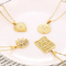 Irregular Pattern Square Necklace with Stars, Moon, Sun, and Entertainment Pendant Inlaid with Zircon Stainless Steel Necklace