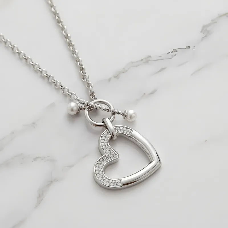 Fashion Jewelry Set Personalized Hollow Heart Pendant Stainless Steel Necklace Women Wholesale