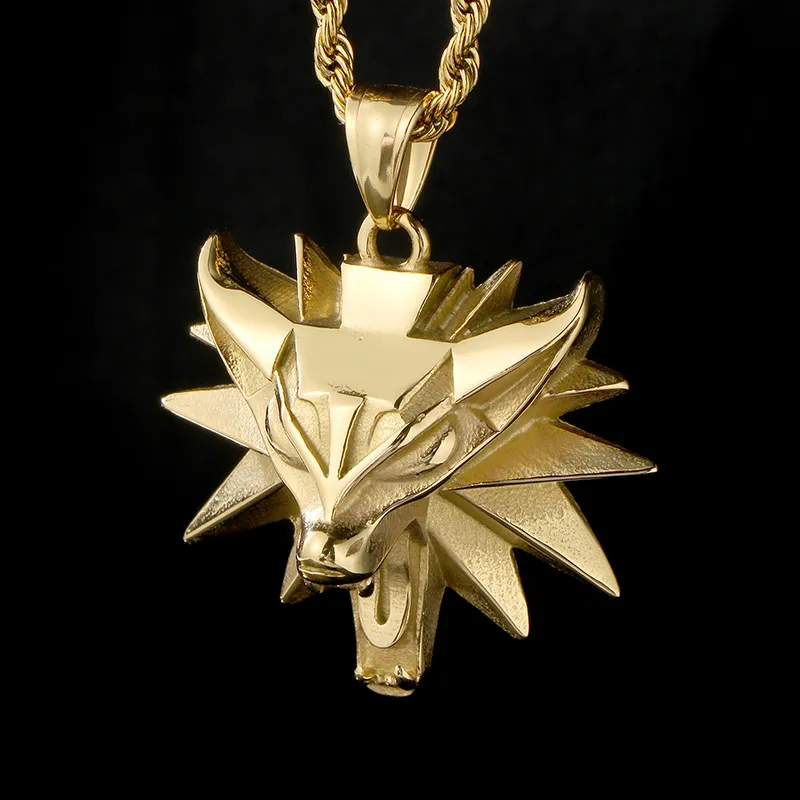 Three-Dimensional Wild Hunt Wolf Head Stainless Steel Casting Pendant for Man