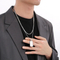Trendy and Cool Emperor Chain Square Brand Necklace for Men, Double Layered Stainless Steel Military Brand Pendant Supporting Engraving