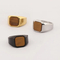 Natural Stone Lapis Lazuli Tiger Eye Black Onyx 18K Gold/Silver/Black Signet Ring