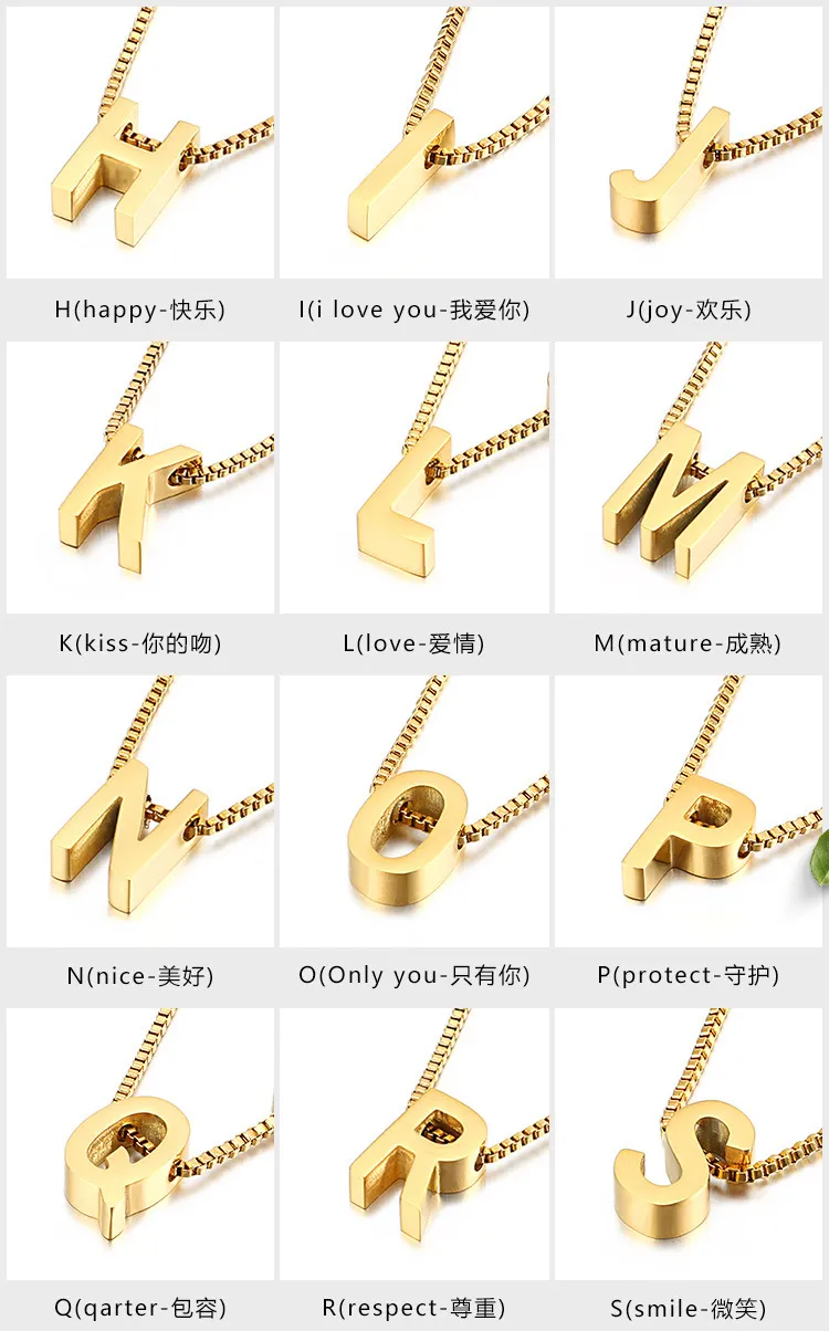 Minimalist and Personalized Stainless Steel 26 Letter Heart Pullable Necklace Wholesale
