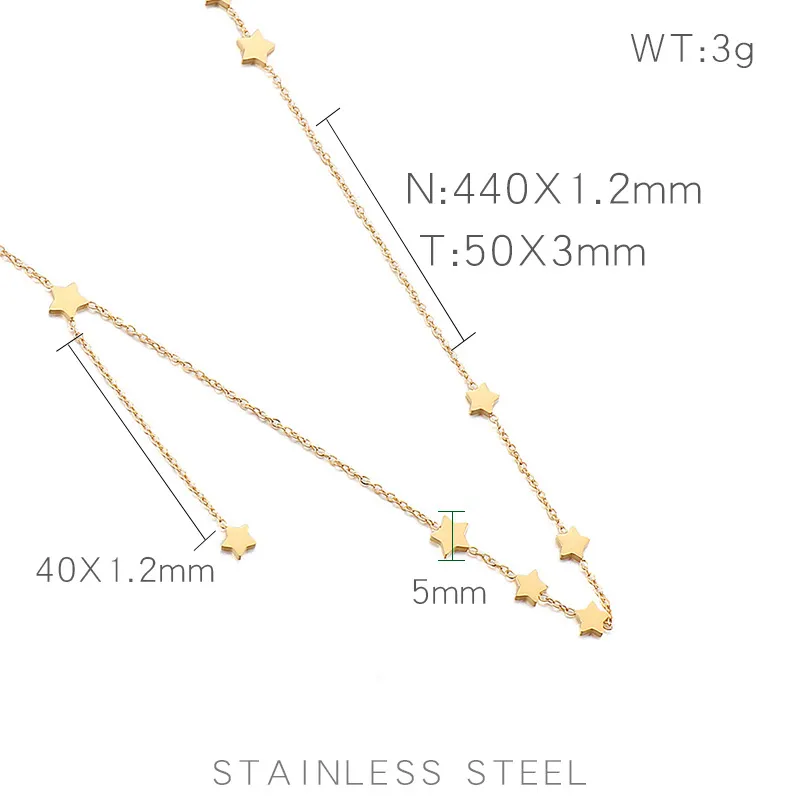 Trendy Stainless Steel Star Choker Necklace with Nine Stars