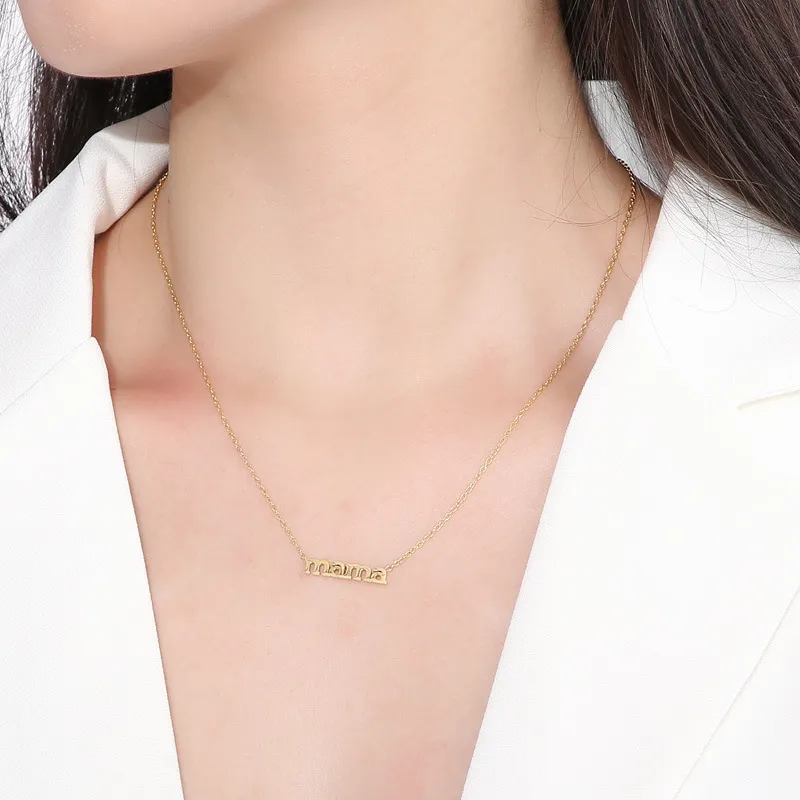 Mama Letter Pendant Necklace, Mother's Day Stainless Steel Jewelry