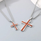 Fashion Personalized Stainless Steel Inlaid Red Pear Solid Wood Cross Pendant