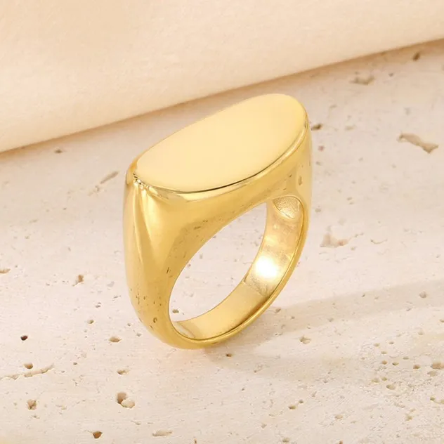 Trendy Irregular Flat Stainless Steel Ring for Hip-Hop Style