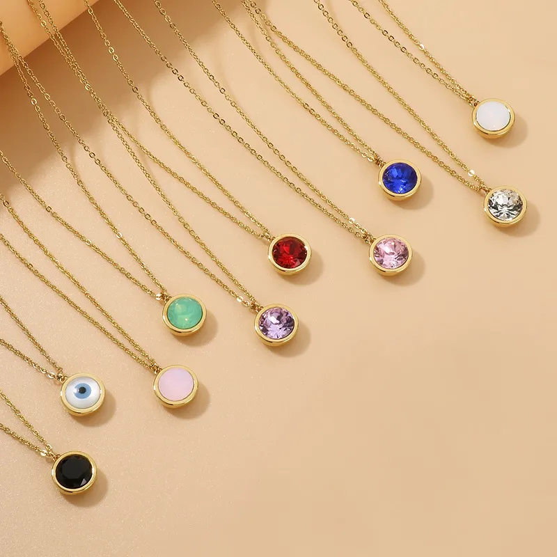 Sweet 18K Gold Plated Clavicle Chain Jewelry Wholesale Round Evil Eye Women's Necklace