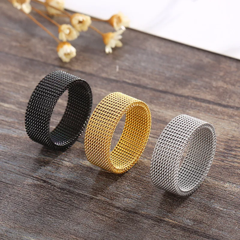 Deformable Neutral Stainless Steel Ring with Innovative Mesh Surface