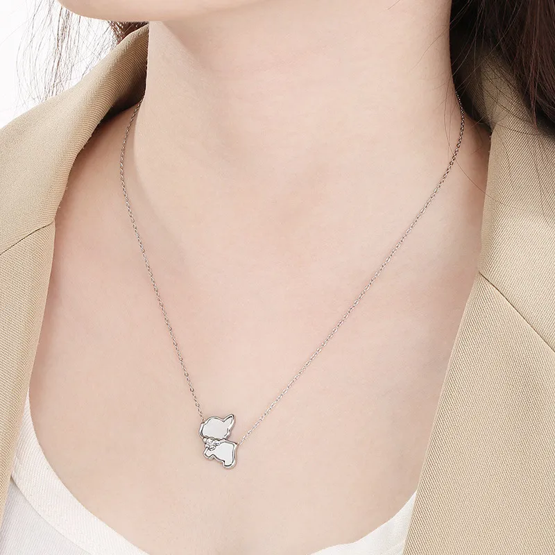 Stainless Steel Paired with Shell, Cat, Dog, Ins Style Jewelry, Collarbone Necklace