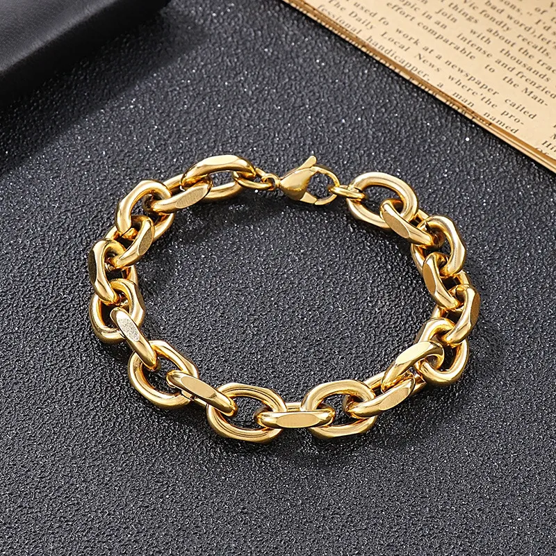 304 Stainless Steel Jewelry Hip Hop O-Shaped Edded Bracelet Necklace