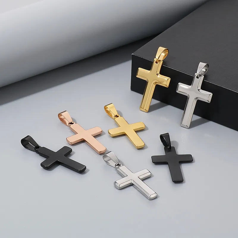European and American Stainless Steel Cross Men's Pendant Necklace Geometric Couple Versatile Necklace Accessories