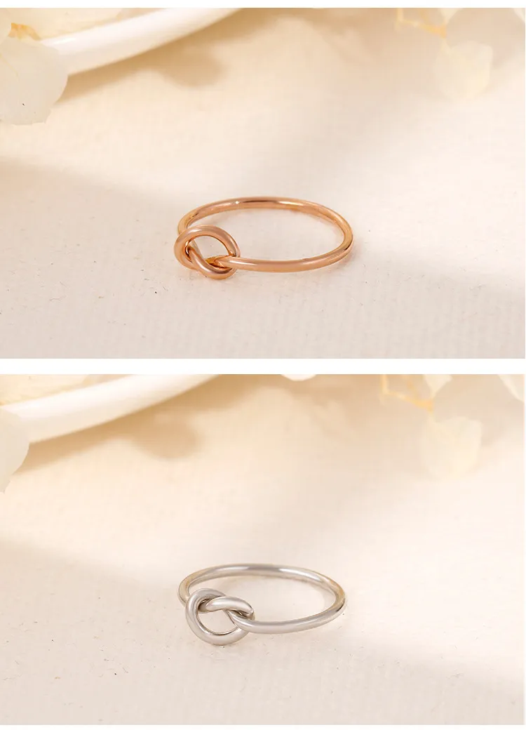 Japanese and Korean Simple and Versatile Knot Bracelet Stainless Steel Temperament Women's Concentric Knot Ring