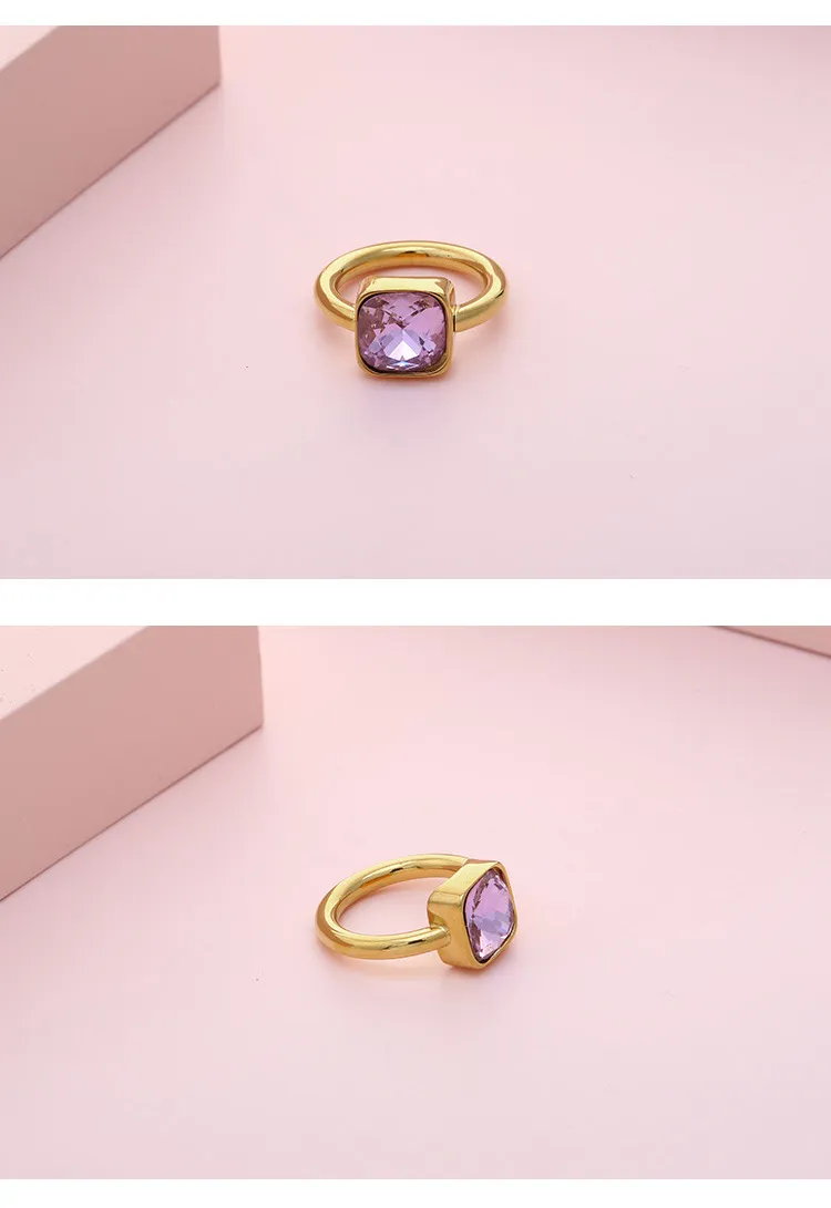 European American Fashion Multi-Color Zircon Rings - Stylish Stainless Steel Jewelry for Women Wholesale