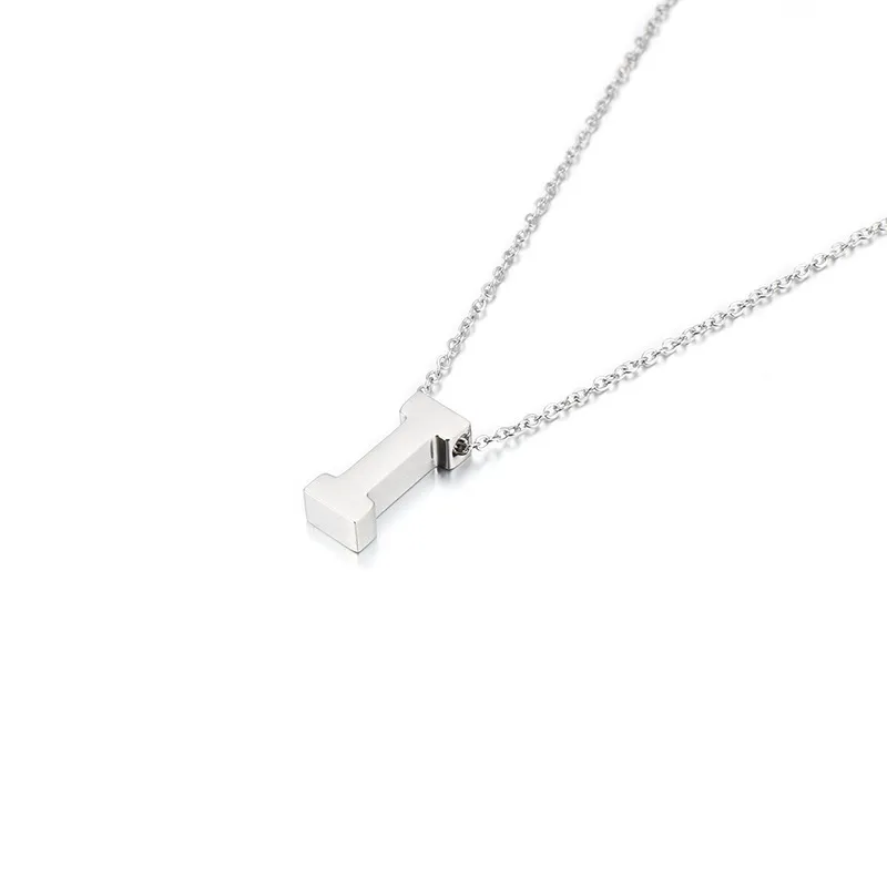 New Smooth Stainless Steel Pendant Necklace with 26 Capital Letters of The English Alphabet for Women