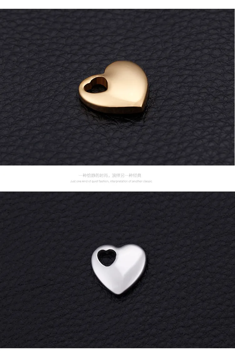Stainless Steel Heart-Shaped Small Tag Pendant Stainless Steel Heart Jewelry Charms Accessories