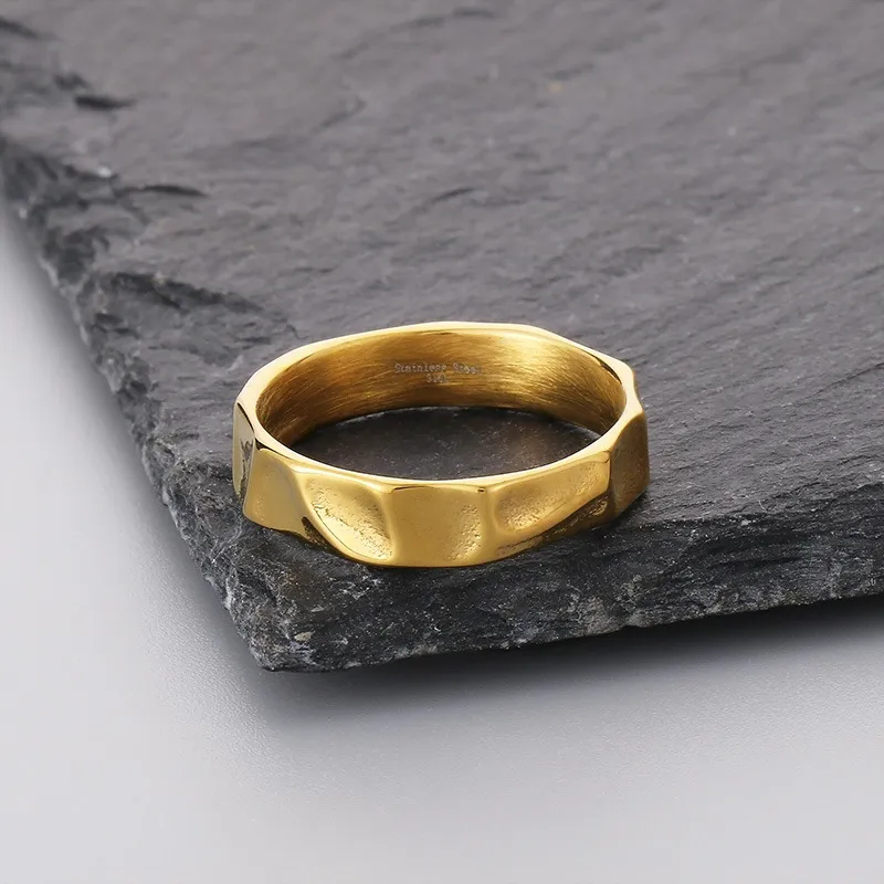 Design Sense Ring Ins Cool Style Personalized Irregular Texture Stainless Steel Niche Ring Jewelry