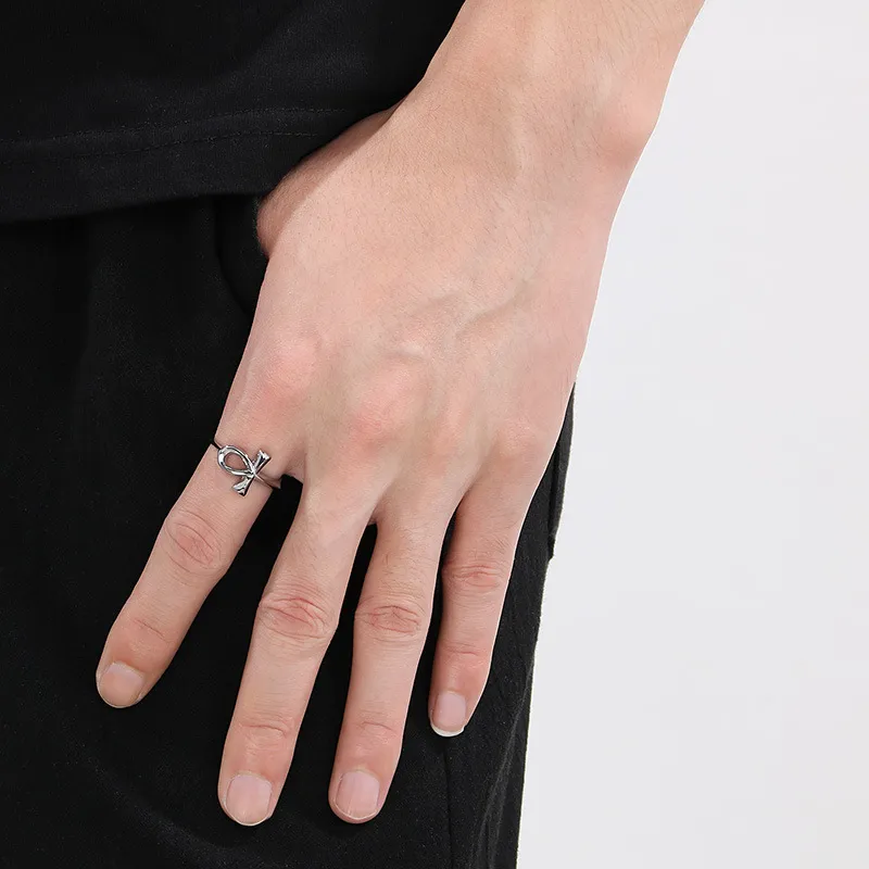 European and American Ins Personalized Stainless Steel Ankh Cross Ring