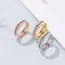 Minimalist Stainless Steel Full Rhinestone Rings Double Row Diamond-Embedded Index Finger Rings
