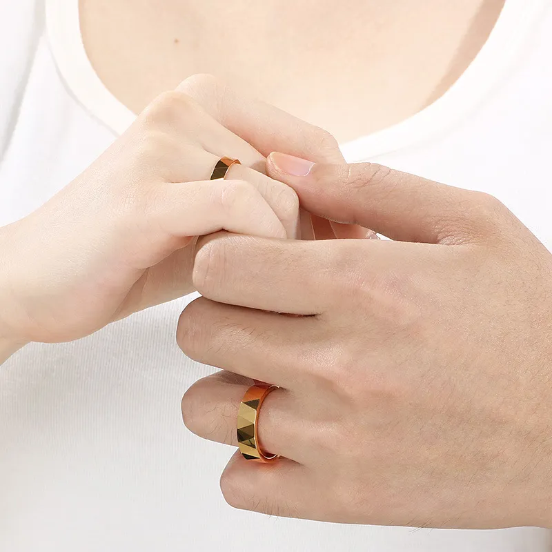 Niche Fashion Couple Ring V-Shaped Surface Polished Tungsten Steel Ring
